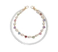 Chaîne de pantalon dorée superposée pour homme et femme, chaîne de portefeuille en perles superposées, accessoires de ceinture, poche tendance, perles d'amour, cœur, strass, jeans, punk, pour motard