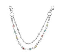 Chaîne de Pantalon en Perles,Chaîne de Poche en Jean Multicouche en Strass pour Jeans,Breloque Hip-hop,Portefeuille Superposé,Clés