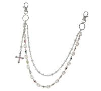 Chaîne de pantalon moderne avec pendentif imitation perles pour ajouter une touche d'élégance à votre fête, Alliage, Pas de gemme