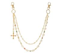 Chaîne de Pantalon Multicouche,Chaîne de Poche en Jean avec Strass Dorés et Argentés,Breloque Hip-hop,Porte-monnaie et Clés