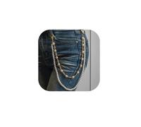 Chaîne de pantalon pour homme et femme - Chaîne à maillons punk superposés - Chaîne à maillons exquis avec strass et fleurs et perles - Chaîne de jeans de rue - Chaîne porte-clés