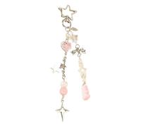 Chaîne de perles crucifix étoile porte-clés nœud papillon pendentif porte-clés universel chaîne de téléphone décoration porte-clés fait main bijoux porte-clés pour filles, フリーサイズ