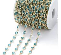 Chaîne de perles de cristal colorées de 6 mm, 1 mètre/rouleau, perles de verre, chaîne dorée KC, accessoires pour la création de bijoux et d'objets artisanaux - Style 10-1 mètre