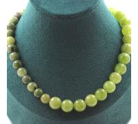 Chaîne de perles de péridot 10 mm + chaîne de jade 8 mm en acier inoxydable
