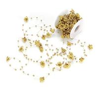 Chaîne de perles de perle d'imitation | 10m Ruban Floral Blossom DIY Craft Material | Accessoires de cheveux de mariage/décoration de fête/vêtements d'embellissement | Options (Gold)