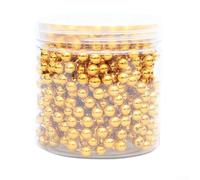 Chaîne de perles en plastique étincelantes pour décorations de vacances, 8 m de long avec petites perles, parfaite pour sapin de Noël, guirlande et projets d'artisanat (doré)