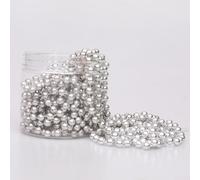 Chaîne de perles en plastique étincelantes pour décorations de vacances, 8 m de long avec petites perles, parfaite pour sapin de Noël, guirlande et projets d'artisanat (argenté)