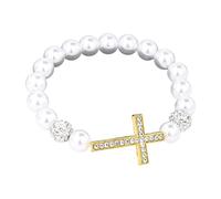 Chaîne de perles religieuse extensible confortable avec finition métallique et potentiel de superposition élégant pour adultes, bijoux élastiques à la mode, taille unique, Comme décrit
