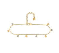 chaîne de pied cai en argent massif 925 plaqué or jaune pendentif rond zircon...