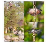 Chaîne de pluie， Chaîne de pluie japonaise en forme de fleur de lys, chaîne de descente durable et réglable for gouttières/gouttières/drainage des avant-toits, décoration de jardin, récupérateur de pl