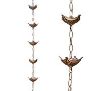 Chaîne de pluie Copper Imitation Chaînes de pluie pour diffuser 3, 3 pieds avec 5 tasses chaînes style japonais Facile à installer Catcher pour le remplacement des cours extérieures pour le style d