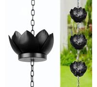 Chaîne de pluie décorative en forme de lotus de 128 cm à suspendre en métal pour diriger l'eau de pluie pour jardins, patios et décoration d'intérieur