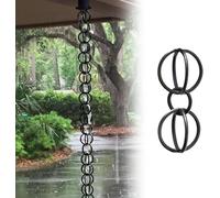 Chaîne de pluie en alliage d'aluminium - Style vintage - Noir - Pour gouttière décorative - Avec crochet pour drainage de toit - Fontaine d'extérieur