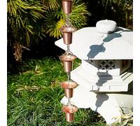 Chaîne de pluie en cuivre, chaîne de récupération de pluie/tasses de collecteur de pluie, remplace le tuyau de descente de gouttière et détourne l'eau des avant-toits(Style1,260cm (102 3/8"))