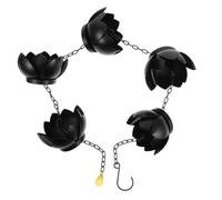 Chaîne de Pluie Lotus en Fer Noir, Décor Jardin Extérieur, Drainage | Flux D’eau, Pose Simple, Résistance aux Intempéries, du Bruit, pour Balcon et Patio