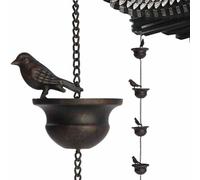 Chaine De Pluie pour Gouttiere, Chaîne d'eau De Pluie, Carillon Mobile avec Chaîne De Pluie, Oiseaux sur Tasses Carillons De Pluie des-cente De Gouttière, Décoration Intérieure