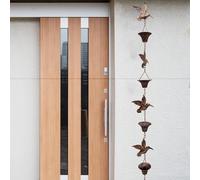 Chaîne de pluie pour oiseaux d'extérieur - 2,6 m - Chaîne de pluie en métal à suspendre - Belle chaîne de pluie en forme d'oiseau - Décoration de gouttière pour cour (marron)