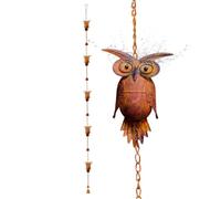 Chaîne de pluie réglable, 2 chouettes, sculptures de jardin décoratives et statues pour une utilisation dans l'entrée, la maison, le bureau, la salle de bain, la chambre d'enfant, le jardin et sur la