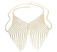 Chaîne de poitrine à franges en strass pour femme Accessoire de plage, Cuivre et diamants