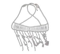 Chaîne de poitrine en cristal pour femme avec perles superposées et strass pour fêtes et occasions spéciales