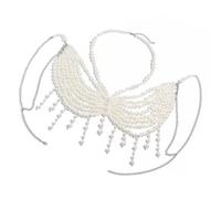 Chaîne de poitrine en tissu confortable avec perles décorées - Accessoire pour femme élégante - Style urbain, taille unique, Comme décrit, Comme décrit.