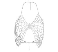 Chaîne de poitrine faite à la main en cristal - Débardeur dos nu sans manches - Col en V - Soutien-gorge de soirée - Chaîne thoracique, taille unique, Comme décrit, Comme décrit.