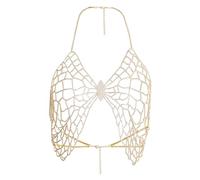 Chaîne de poitrine faite à la main en cristal - Débardeur dos nu sans manches - Col en V - Soutien-gorge de soirée - Chaîne thoracique, taille unique, Comme décrit, Comme décrit.