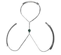 Chaîne de poitrine tendance en cristal vert avec strass, harnais de bikini pour femme, taille unique, Bois d'agar, Pas de gemme