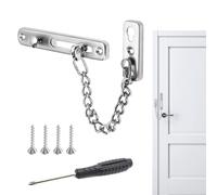 Chaîne de porte sans perçage, chaîne de porte en acier inoxydable, chaîne de porte Abus, chaîne de porte pour porte d'entrée, (1 chaîne antivol, 4 vis, 1 tournevis), 6 pièces au total, pour maison