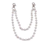 Chaîne de portefeuille avec perles en céramique scintillante - 10 mm - Style bohème brillant - Pour sac à main, jean, pantalon - Accessoires de mode pour homme et femme, As shown in the pic, Strass