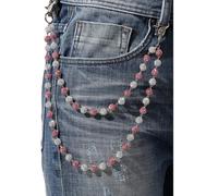 Chaîne de portefeuille avec perles en céramique scintillante - 10 mm - Style bohème brillant - Pour sac à main, jean, pantalon - Accessoires de mode pour homme et femme, As shown in the pic, Strass