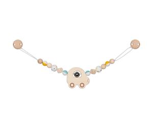 Chaine de poussette boulier avec clips et perles en bois naturel