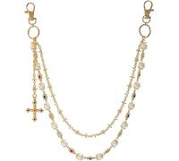 Chaîne de sac à main pour portefeuille, pantalon, strass, fleur, perles, chaînes de poche en métal doré et argenté, pour jeans, accessoires de sac à main pour homme et femme, 18.5 inch length pearl