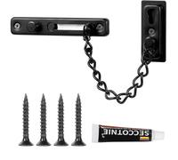 Chaîne de sécurité Chaîne de Porte en Acier Inoxydable Chaînes de Porte de Sécurité avec Vis et Colle à Clous pour Portes et Fenêtres pour Appartements, Hôtels et Maisons (Noir)