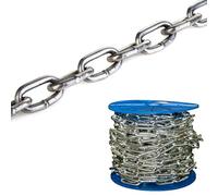 Chaîne de sécurité en acier galvanisé de 5 mètres (8 mm) résistante et durable avec cadenas - Longueur de coupe au mètre, capacité de charge de 400 kg, D1