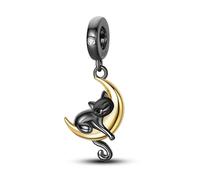 Chaîne de sécurité en argent sterling 925 avec inscription « Mom Graduation » - Pendentif en forme de chat et chaton - Doré - Musique Hamsa - Compatible avec les bracelets à breloques Pandora Moments