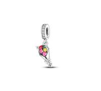 Chaîne de sécurité en argent sterling 925 avec pendentif en forme de trèfle à quatre feuilles compatible avec les bracelets Pandora Moments, 4mm Hole, Métal Argent sterling, Pas de pierre précieuse