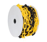 Chaîne de sécurité en plastique de 25 mètres jaune et noir avec 8 mm d'épaisseur | Rouleau de maillons de chaîne en plastique pour le contrôle de la foule
