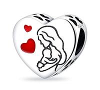 Chaîne de sécurité tricotée en argent sterling 925 avec pendentif licorne et coccinelle compatible avec les bracelets à breloques Pandora Moments (I Love You Heart New Memorial)