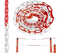 Chaîne de signalisation, rouge, blanche, 15 m, 6 mm, en plastique, pour bloquer les surfaces, bien visible