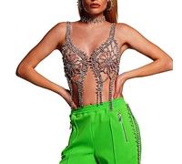 Chaîne de soutien-gorge Crystal Glitter Hinestone Gold Chest Chain Bling Tassel Night Club Corps Corps Summer Beach Bikini Chains Jewelry for Women, Girls, Girls