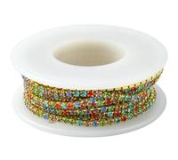 Chaîne de Strass Décorative en Laiton Doré 2mm pour Couture DIY | Flexible à Couper, Usage Tête et Fêtes du Nouvel An, Rouleau D’ornement pour Vêtements et Accessoires