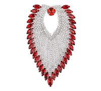 Chaîne de strass, épaulettes d'épaule chaîne de gland strass d'oeil de cheval pour la décoration de sac de vêtements d'artisanat de bricolage(rouge)