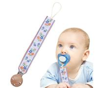 Chaîne de sucette, clip de sucette de dentition - Jouet apaisant de Teether | La sangle de sucette brodée maintient les detrants et les petits jouets en place pendant 0-3 ans