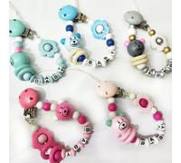 Chaîne De Sucette En Bois 1 Pièce, Jouet À Mâcher Pour Bébé, Clip De Sucette Mignon, Support Factice Pour Clips À Tétons Perles, Cadeau D'anniversaire Pour Bébé