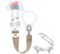 Chaîne de sucette MAM, Clip It Girl, blanc/beige