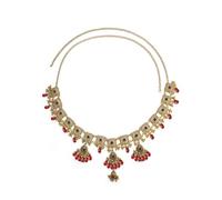 Chaîne De Taille Ajustable Femme - Perles Et Strass - Finition Dorée - Style Indien Bohème - Idéal Pour Plage Festival Été Mariage Ou Danse Orientale - Accessoire Tendance (Rouge)