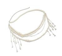 Chaîne de taille élégante pour femme avec perles d'imitation, chaîne de bikinis réglable pour fête, bijoux de corps pour femmes et filles, ceinture de taille tendance, taille unique, Comme décrit