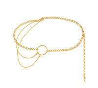 Chaîne de taille en argent et or pour femme, double couche, bijou de ventre, 100 cm