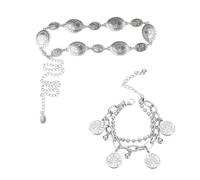 Chaîne De Taille En Métal 1 Pièce, 1 Bracelet Pendentif, Chaîne De Corps Pour Femme, Bijoux Réglables, Ceinture Argentée Tendance, Accessoires Vestimentaires